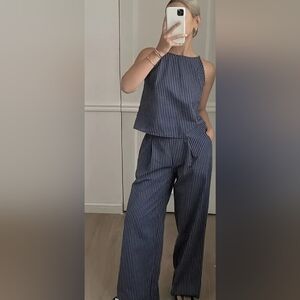 Navy Blue Striped Outfit (L) NEW